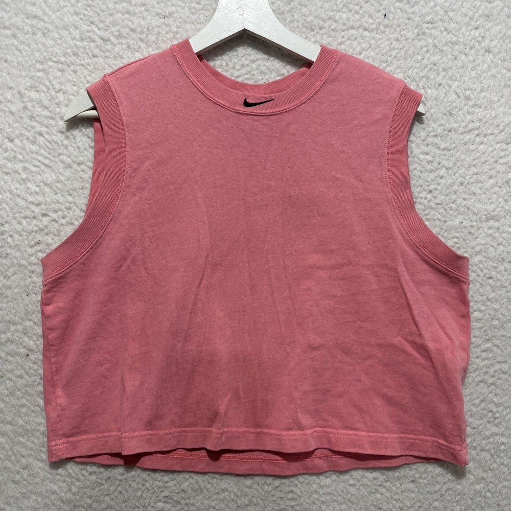 Nike NSW Wash Size L‎ Tank Top Sleeveless Cropped Faded Pink Logo Patch Back